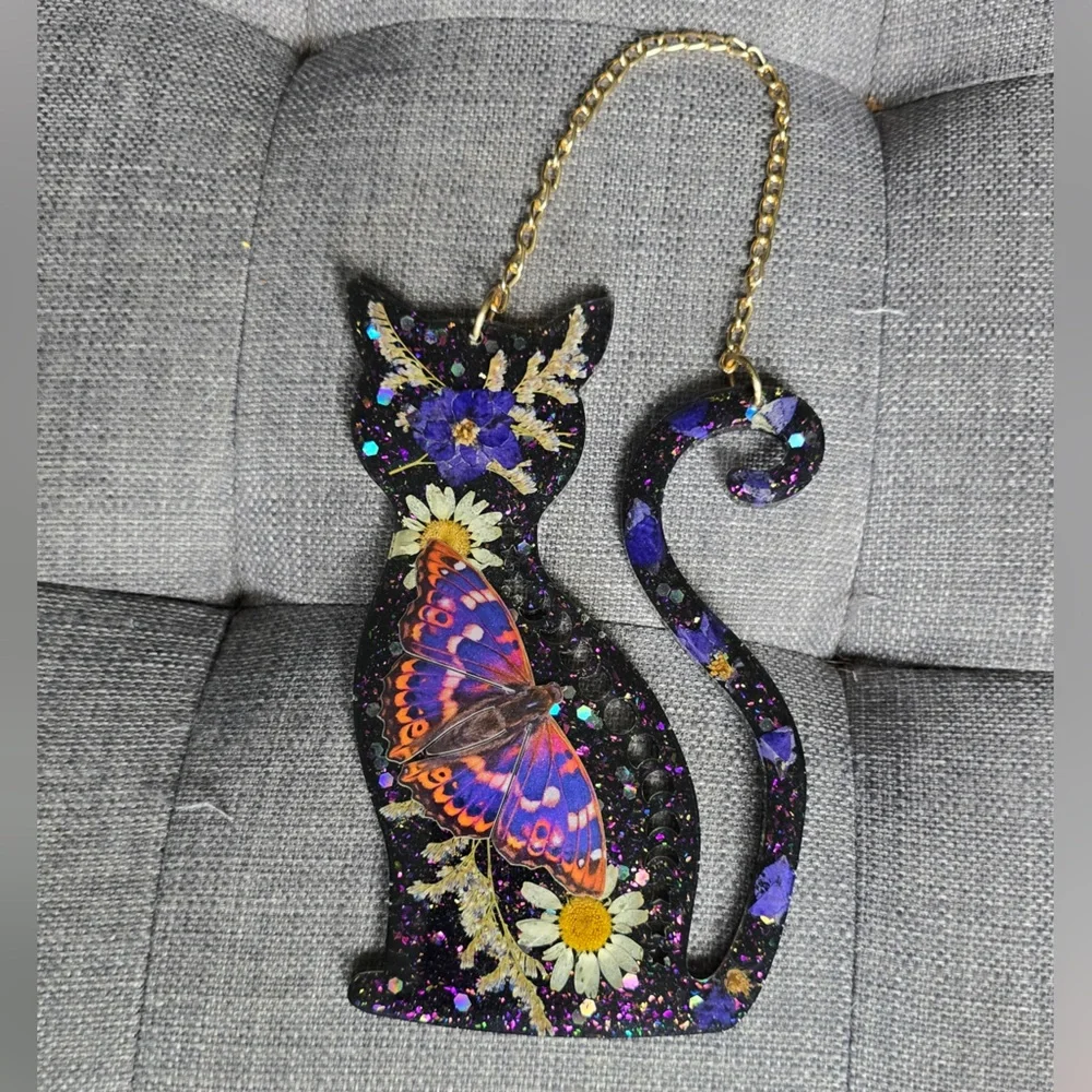 Black Cat Butterfly Resin Wall Hanging Witchy Goth Decor